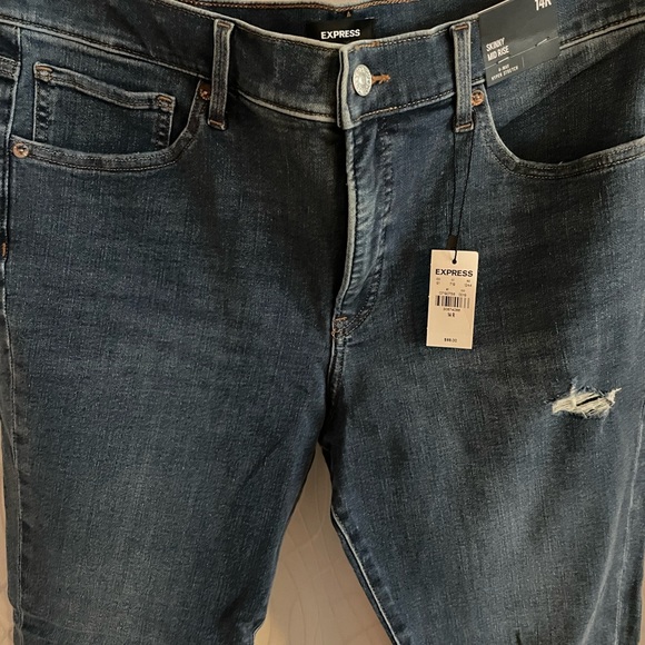 Express skinny mid rise 4 way hyper stretch jeans SZ 14R - Picture 3 of 11